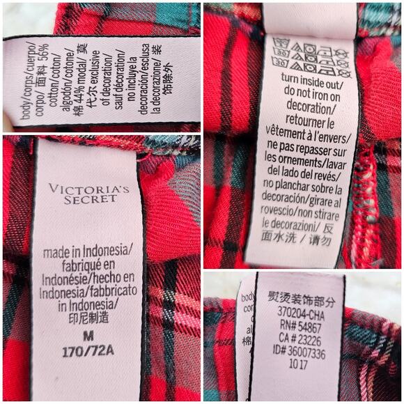 Red Plaid Pants Victoria's Secret Size M Drawstring Med Pjs Pajama Bottoms VGUC - Picture 1 of 9